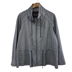 Lafayette 148 Gray Zip Up Jacket with Drawstrings Casual Lightweight Size 14